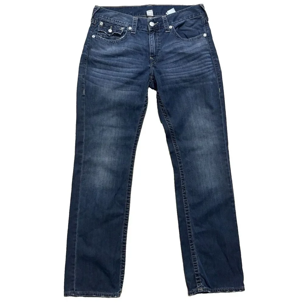 True Religion Straight Leg With Flap Jeans Mens 34x34 Lot Of 2 Denim USA Hip Hop